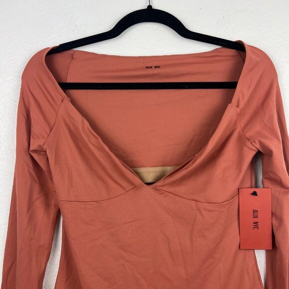 ALIX NYC Jensen Long Sleeve Thong Bodysuit Top in Clay, Size Medium, NWT! - Picture 5 of 14